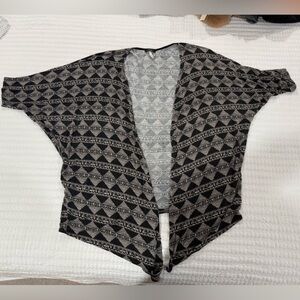 Deb Black and Gray Geometric Blouse - Aztec Cardigan 1x